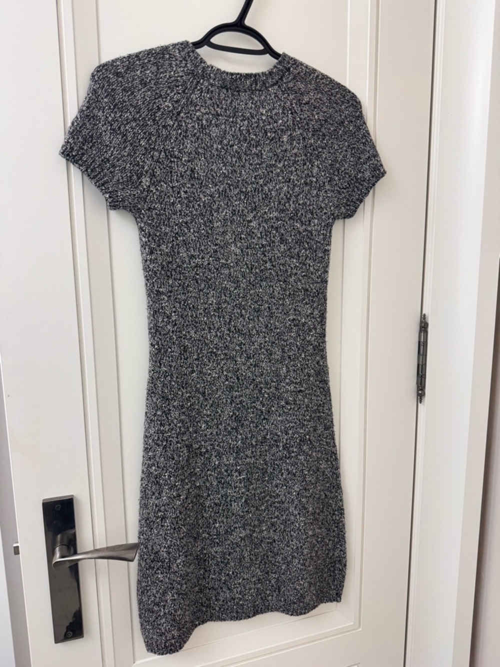 Theory Heathered Black & White Knit Midi Dress